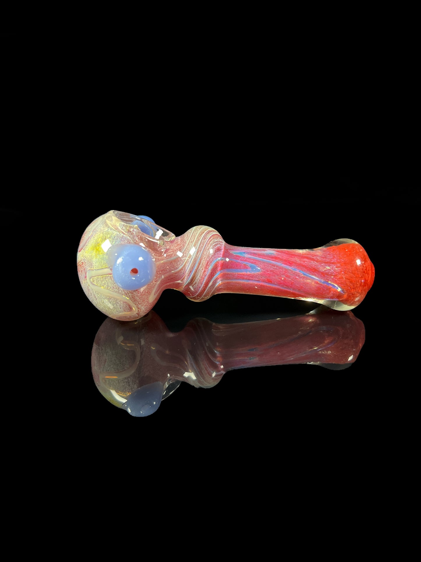 Galactic Crimson Swirl with Sky Blue Accents Hand Pipe